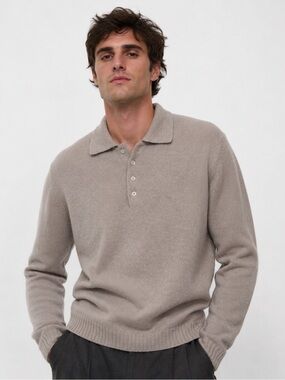 [NWT] Beige Taupe Knit Polo Sweater by Todd Snyder NYC